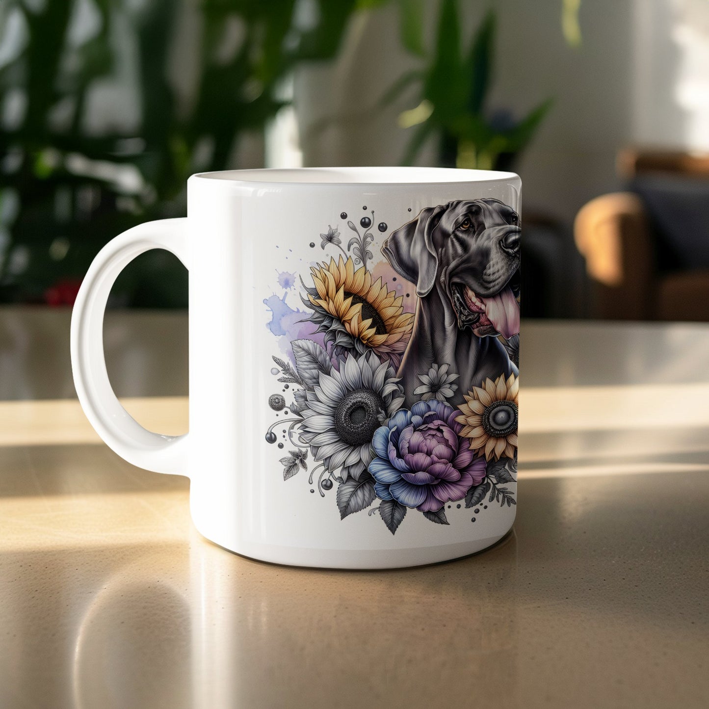 Great Dane Surrounded By Flowers Design Mug product