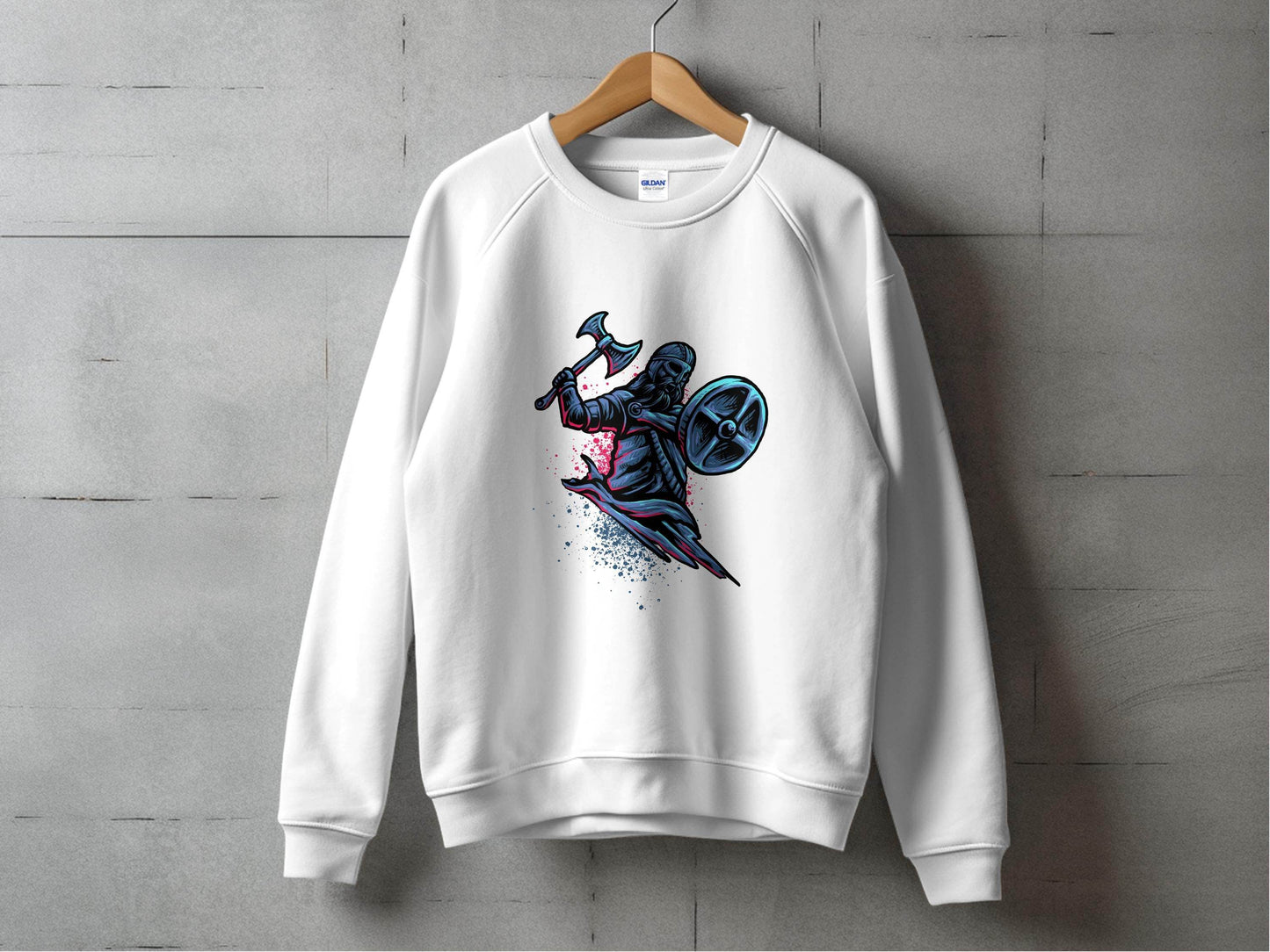 Viking Warrior with Axe and Shield in Battle Sweater - Design & Vybe