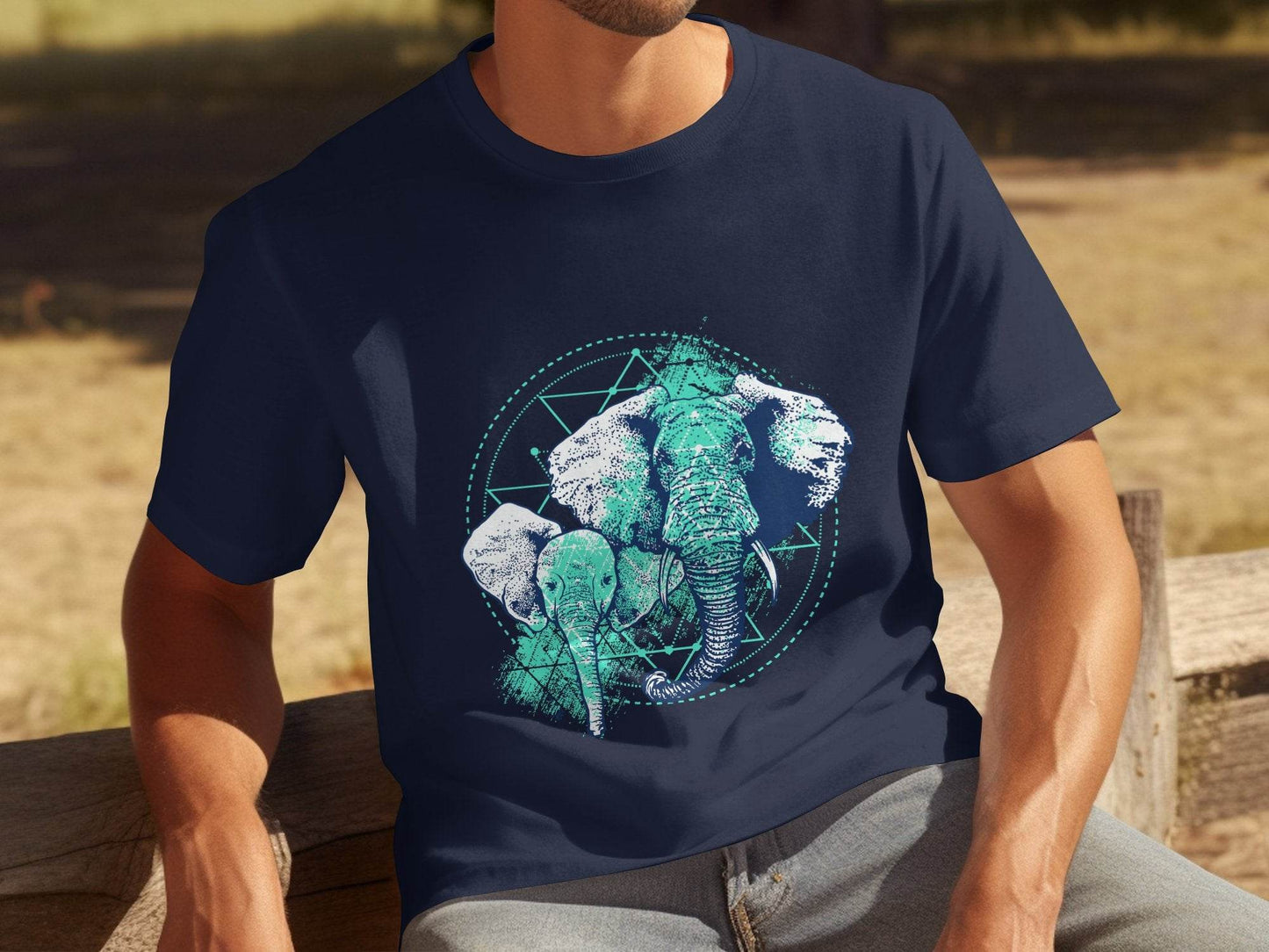 Stunning Elephant Graphic Blue Nature Design T-Shirt - Design & Vybe