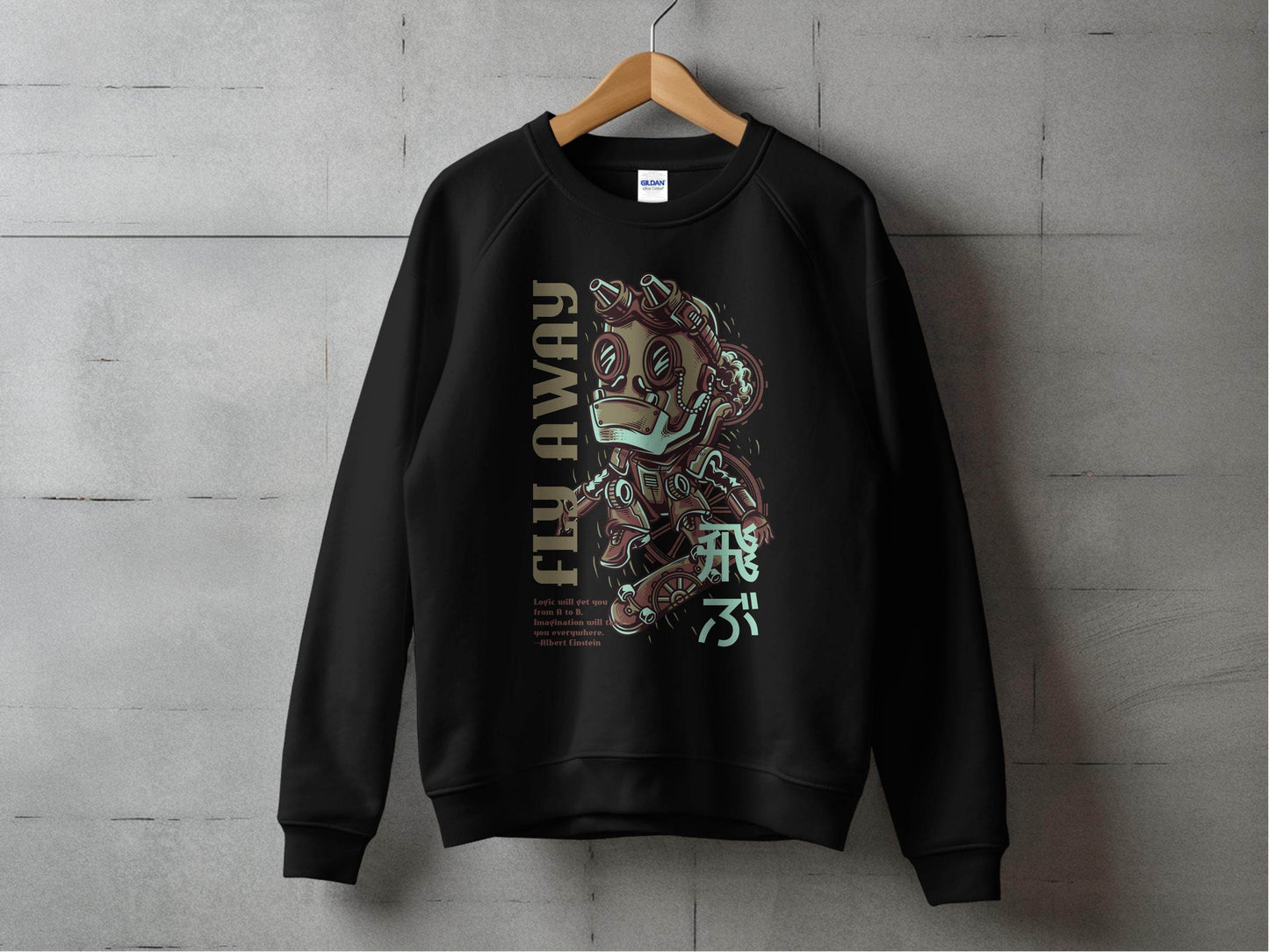 Fly Away Robot Design Featuring Einstein Quote Sweater - Design & Vybe