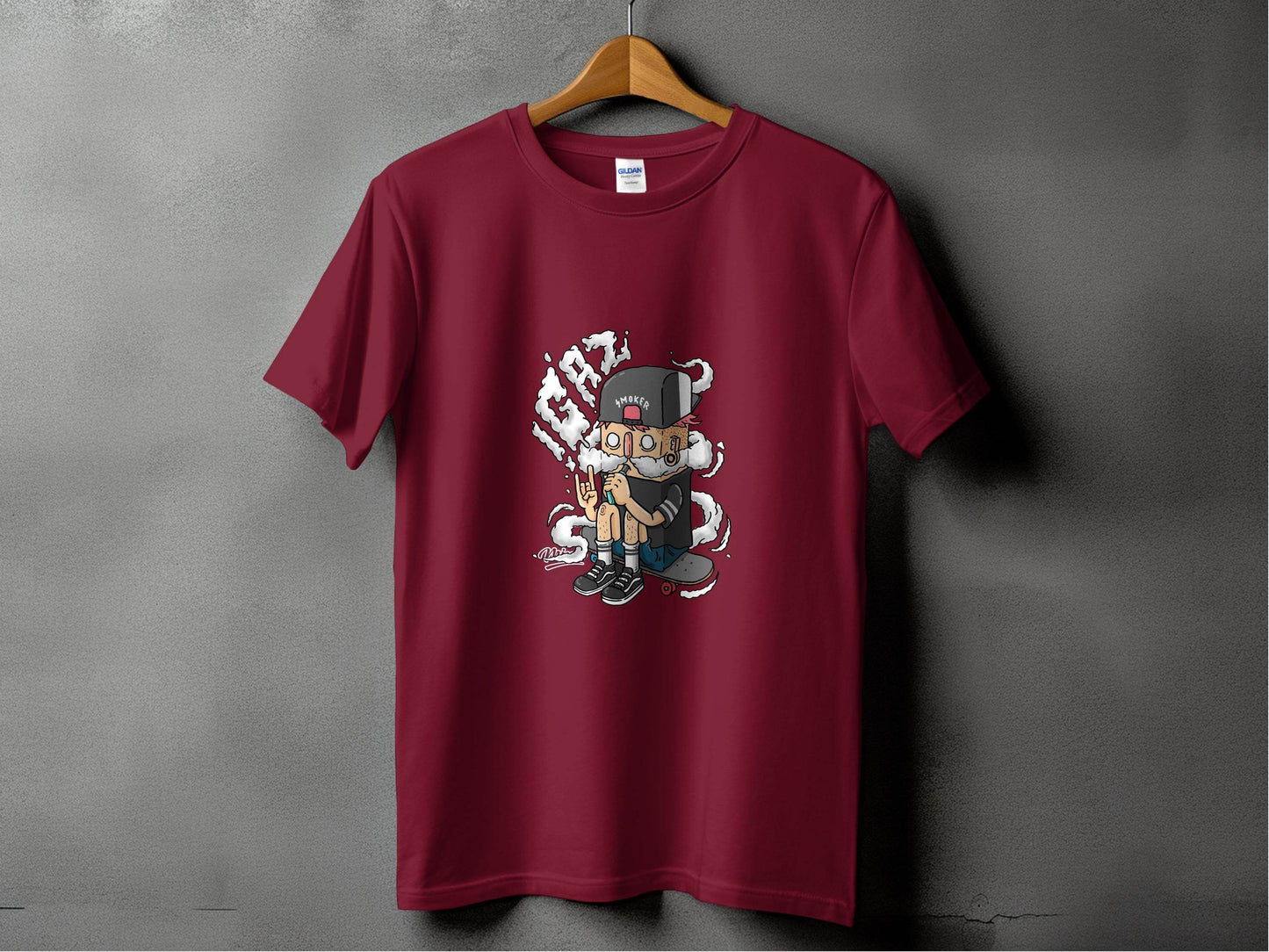 Cartoon Smoker Vaping on Skateboard Urban Style T-Shirt - Design & Vybe