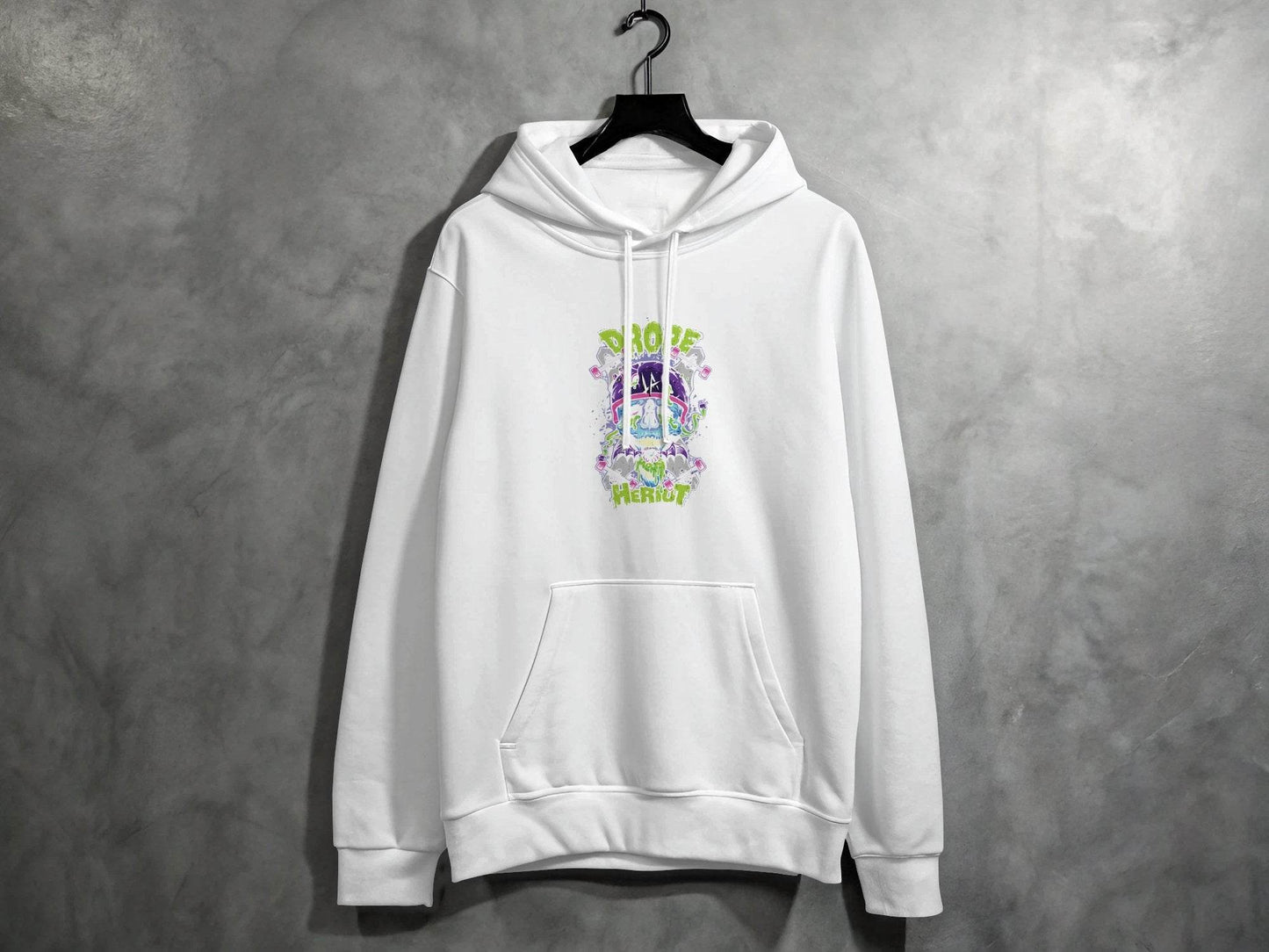 Drop Herout with Helmet and Skull Graphic Print Hoodie - Design & Vybe