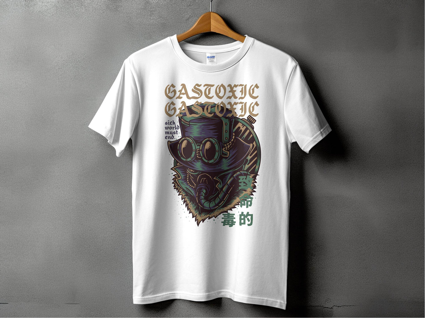 Gastoxic Sick World Masked Character Graphic Design T-Shirt - Design & Vybe