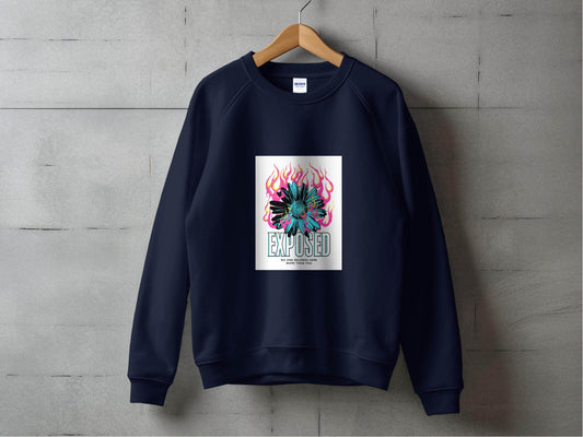 Exposed Flower With Pink Flames Graphic Sweater - Design & Vybe