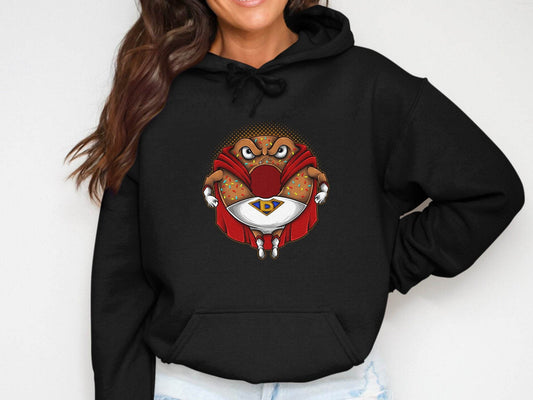Funny Angry Donut Superhero Graphic Hoodie - Design & Vybe