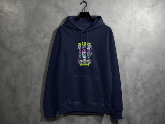 Drop Herout with Helmet and Skull Graphic Print Hoodie - Design & Vybe