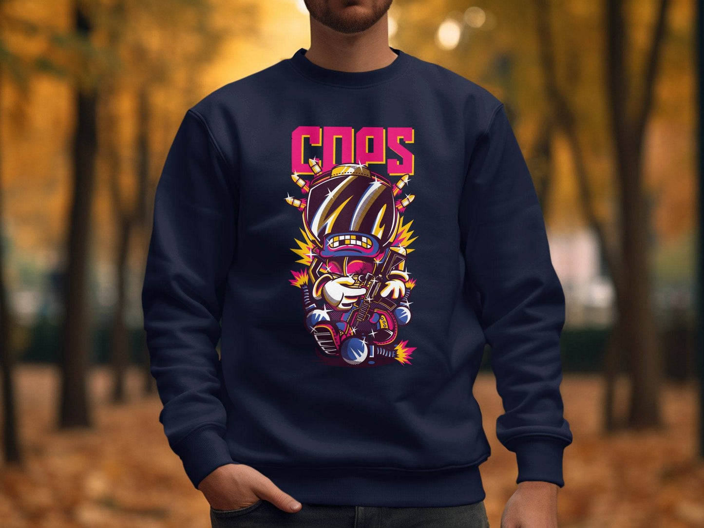 COPS Cartoon Character With Gun For Enthusiasts Sweater - Design & Vybe