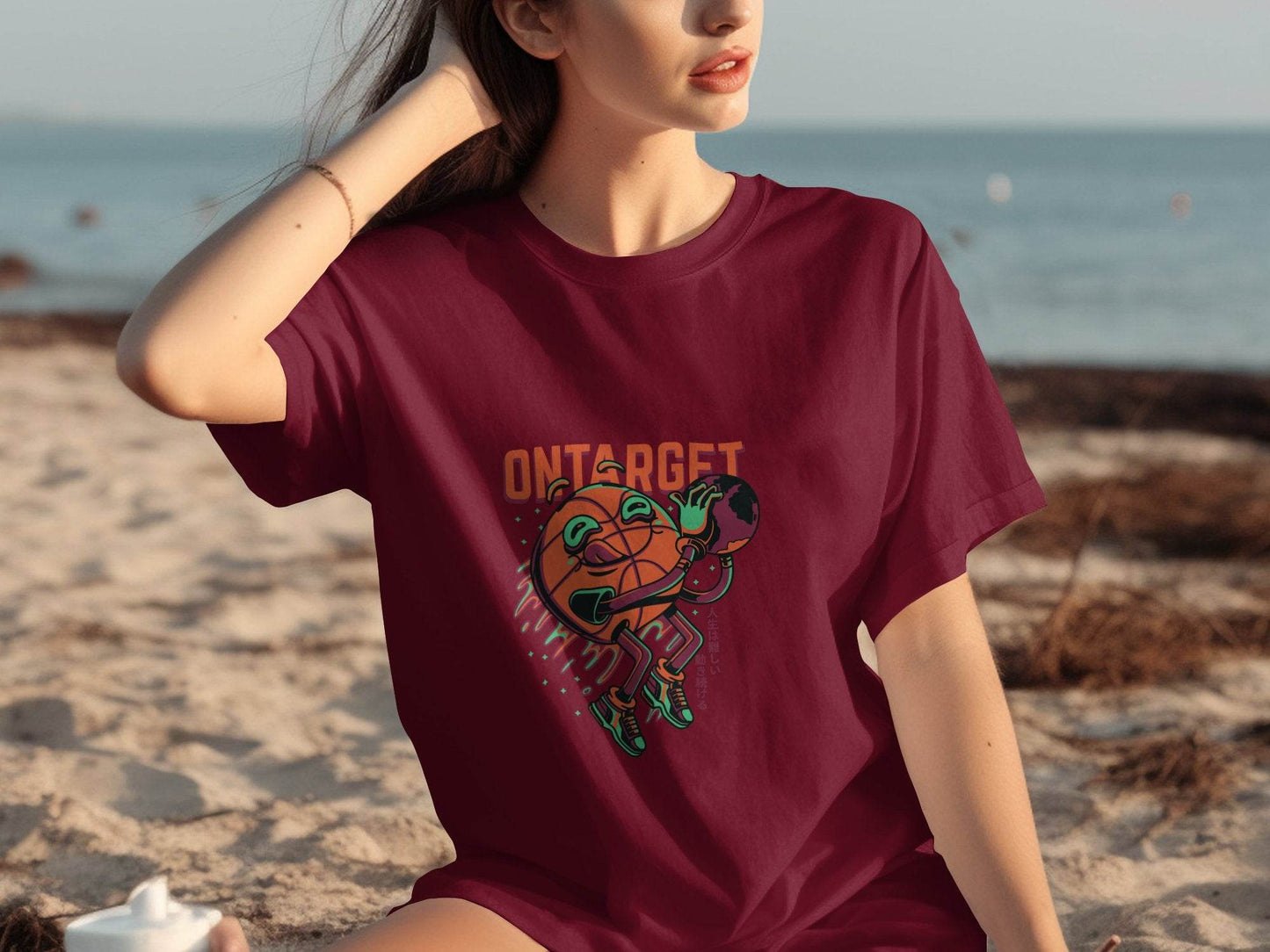 On Target Basketball Globe Design Premium Style T-Shirt - Design & Vybe