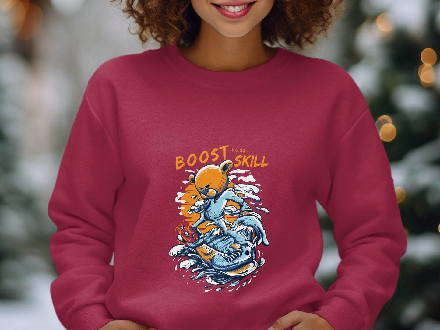 Boost Your Skill Cartoon Bear Design Hoodie - Design & Vybe