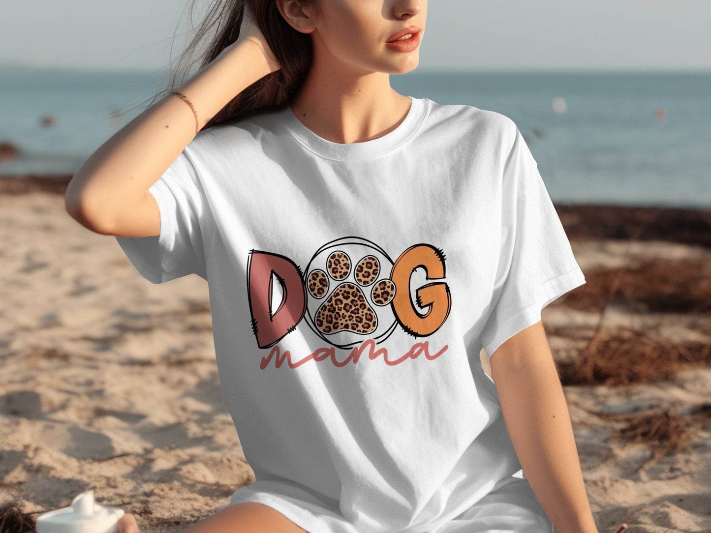 Dog Mama Paw With Leopard Print For Animal Lovers T-Shirt - Design & Vybe