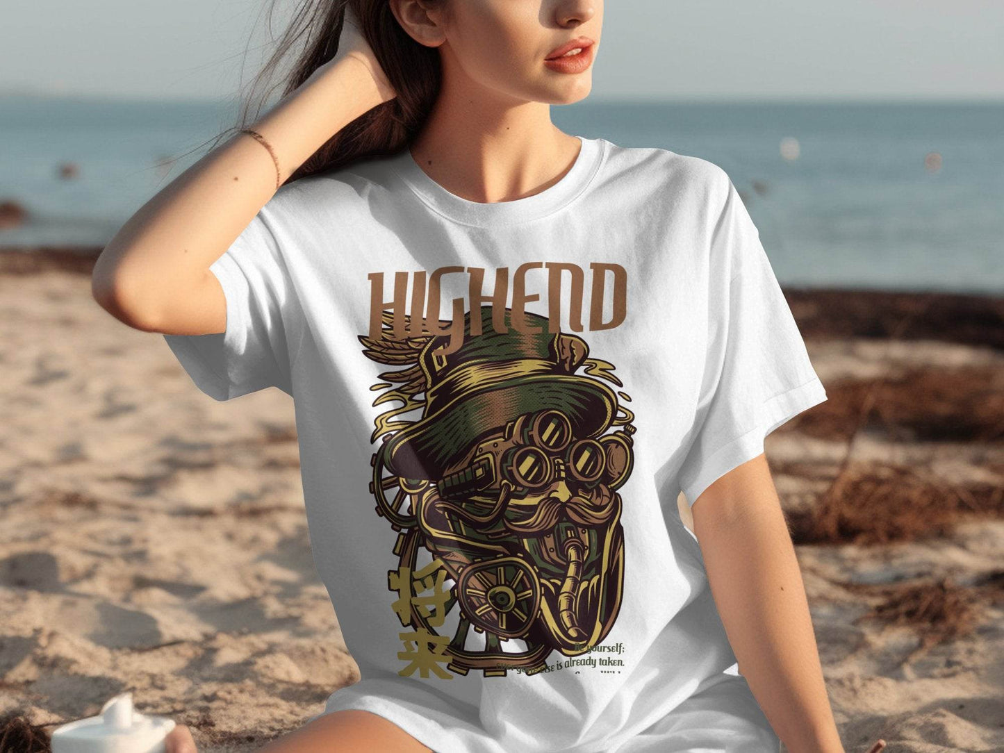 Highend Steampunk Character Illustration Print T-Shirt - Design & Vybe