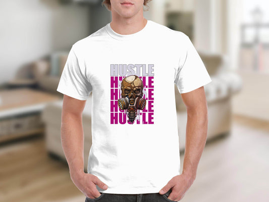 Hustle Skull With Gas Mask Graphic Design T-Shirt - Design & Vybe