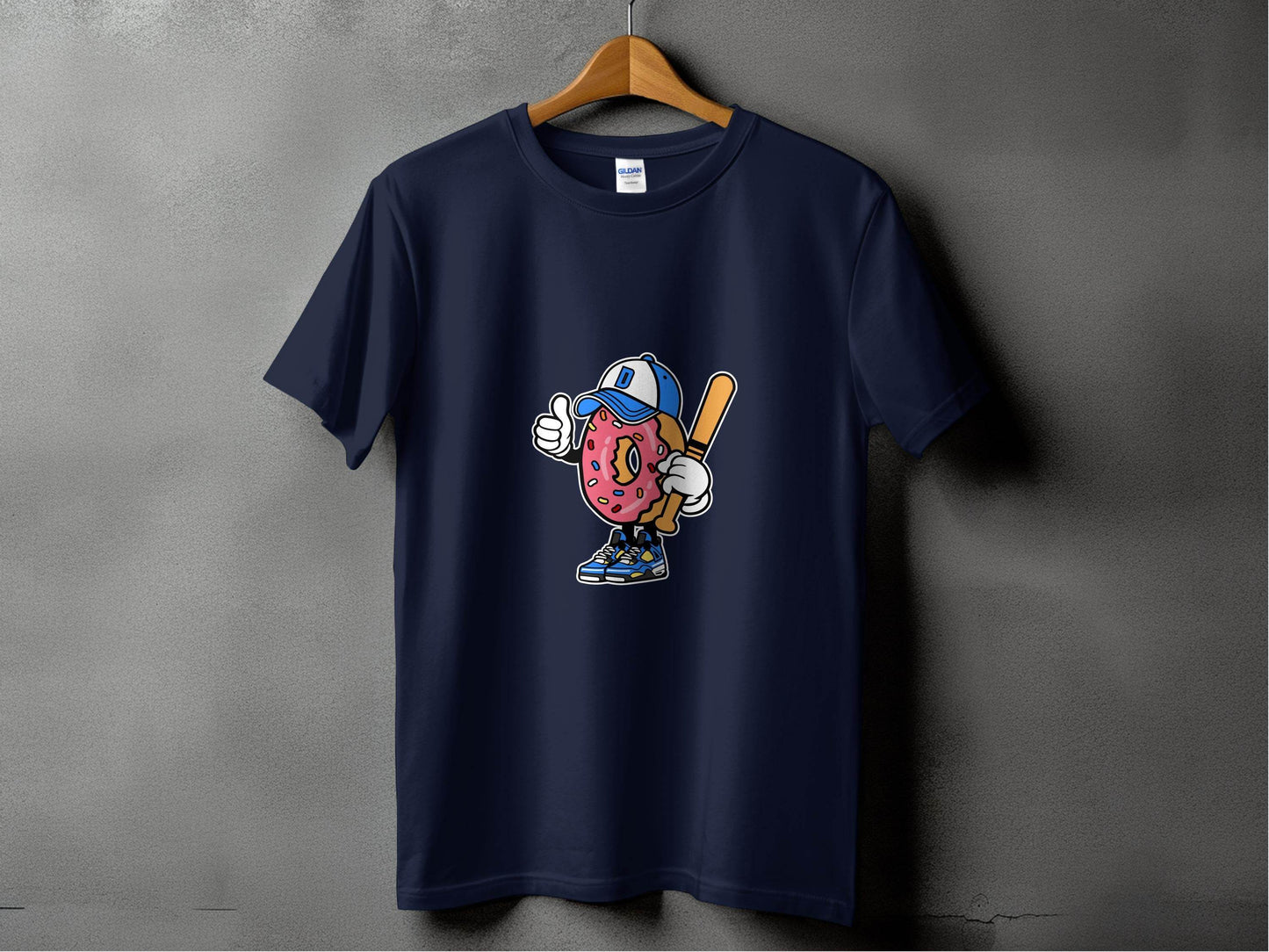 Donut Baseball Player Cartoon Vector Illustration T-Shirt - Design & Vybe
