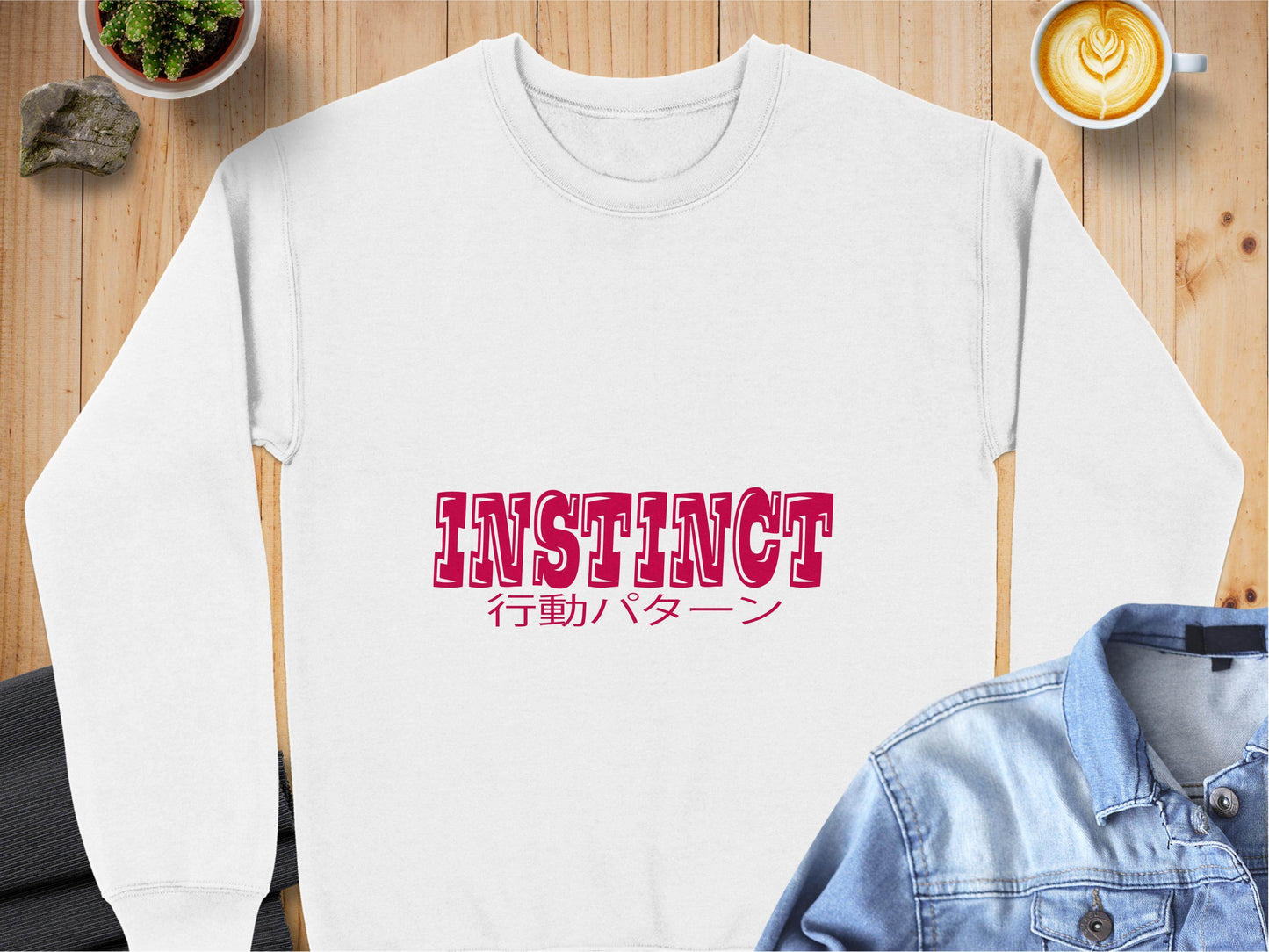 Instinct Japanese Version Text Graphic Design Sweater - Design & Vybe