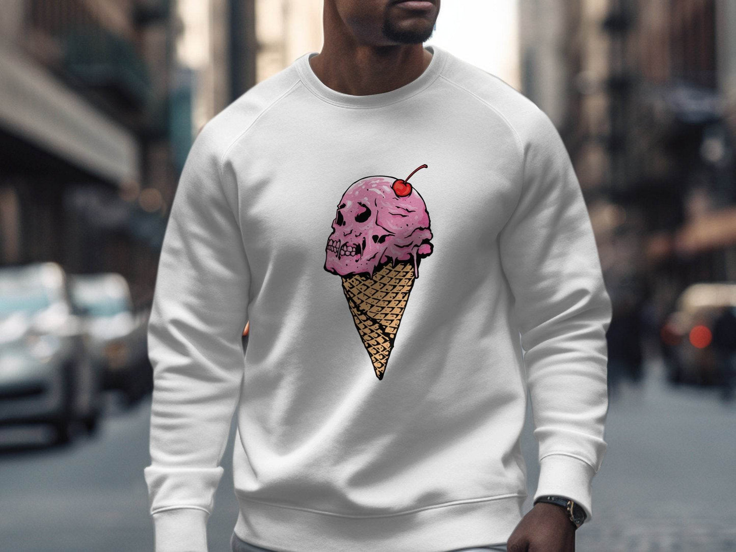 Ice Cream Skull Cone Graphic Illustration for Sweater - Design & Vybe