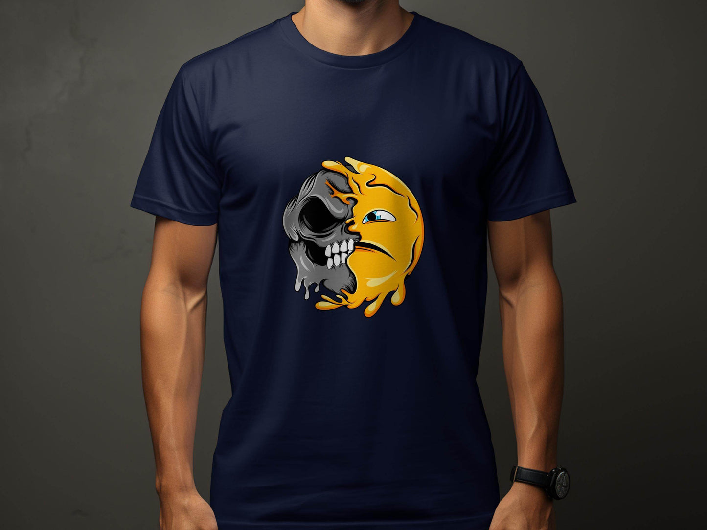 Half Skull Half Sun Design Graphic Art Cool Print T-Shirt - Design & Vybe