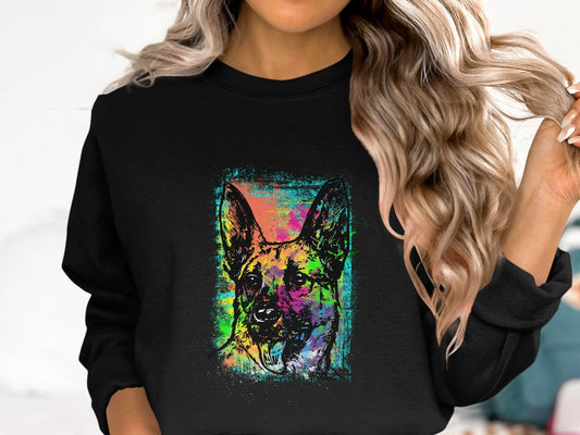 Vibrant German Shepherd Illustration Art Sweater - Design & Vybe