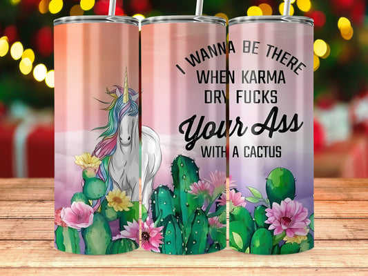 Karma Unicorn and Cactus Tumbler product
