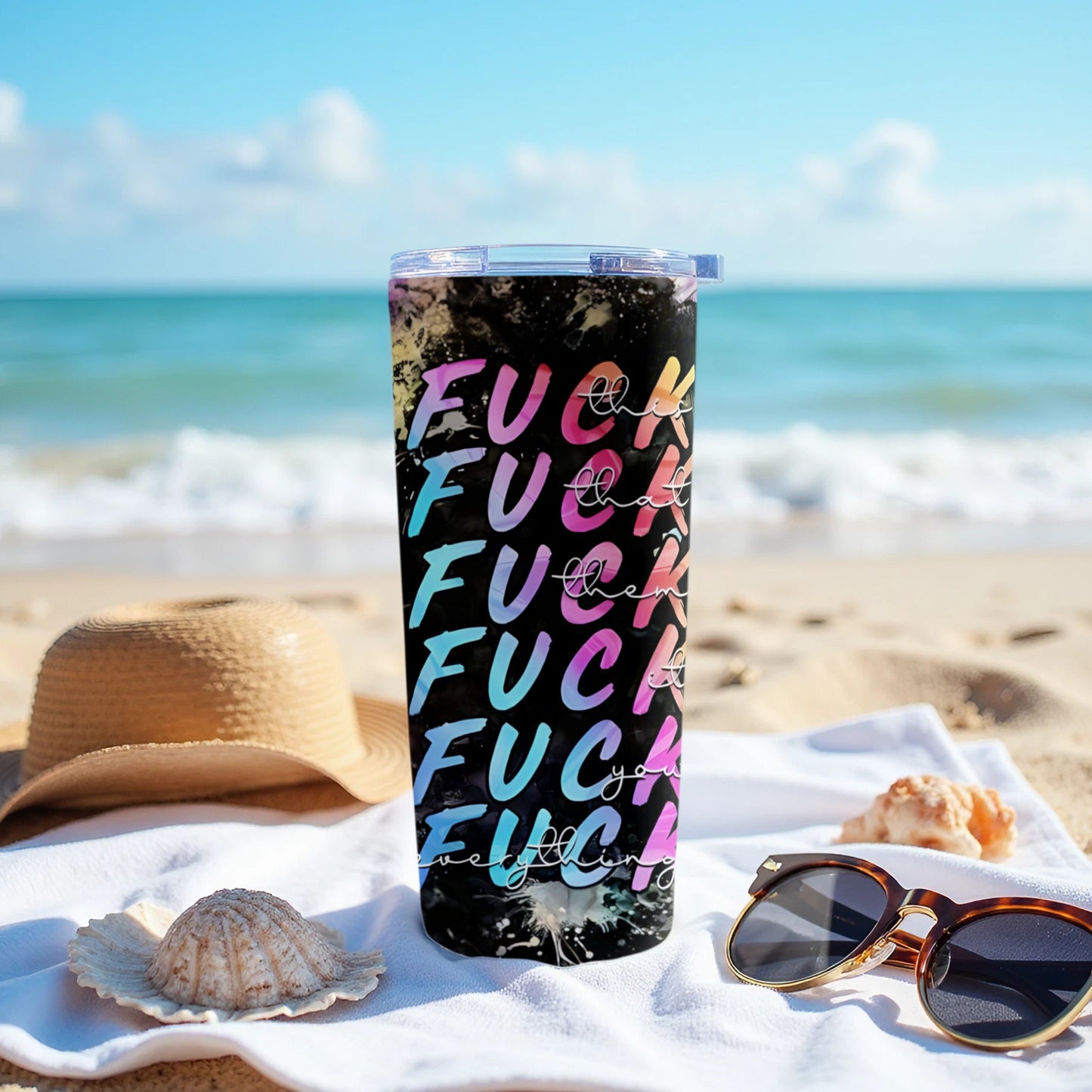 Colorful Beach Design Insulated Tumbler Product