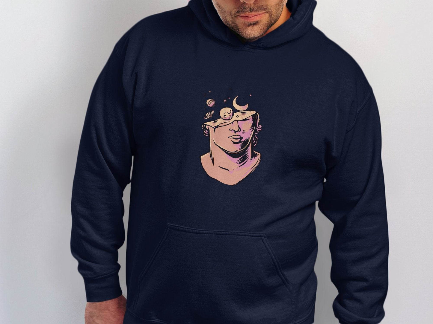 Head in the Space Planets and Moon Graphic Art Hoodie - Design & Vybe