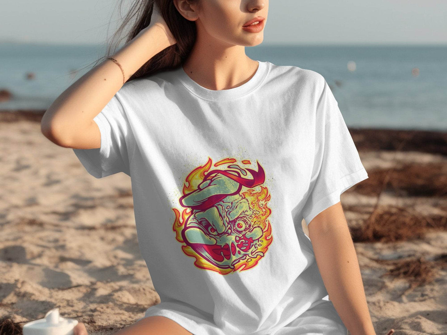 Burning Undead Creature in Flames Graphic Design T-Shirt - Design & Vybe
