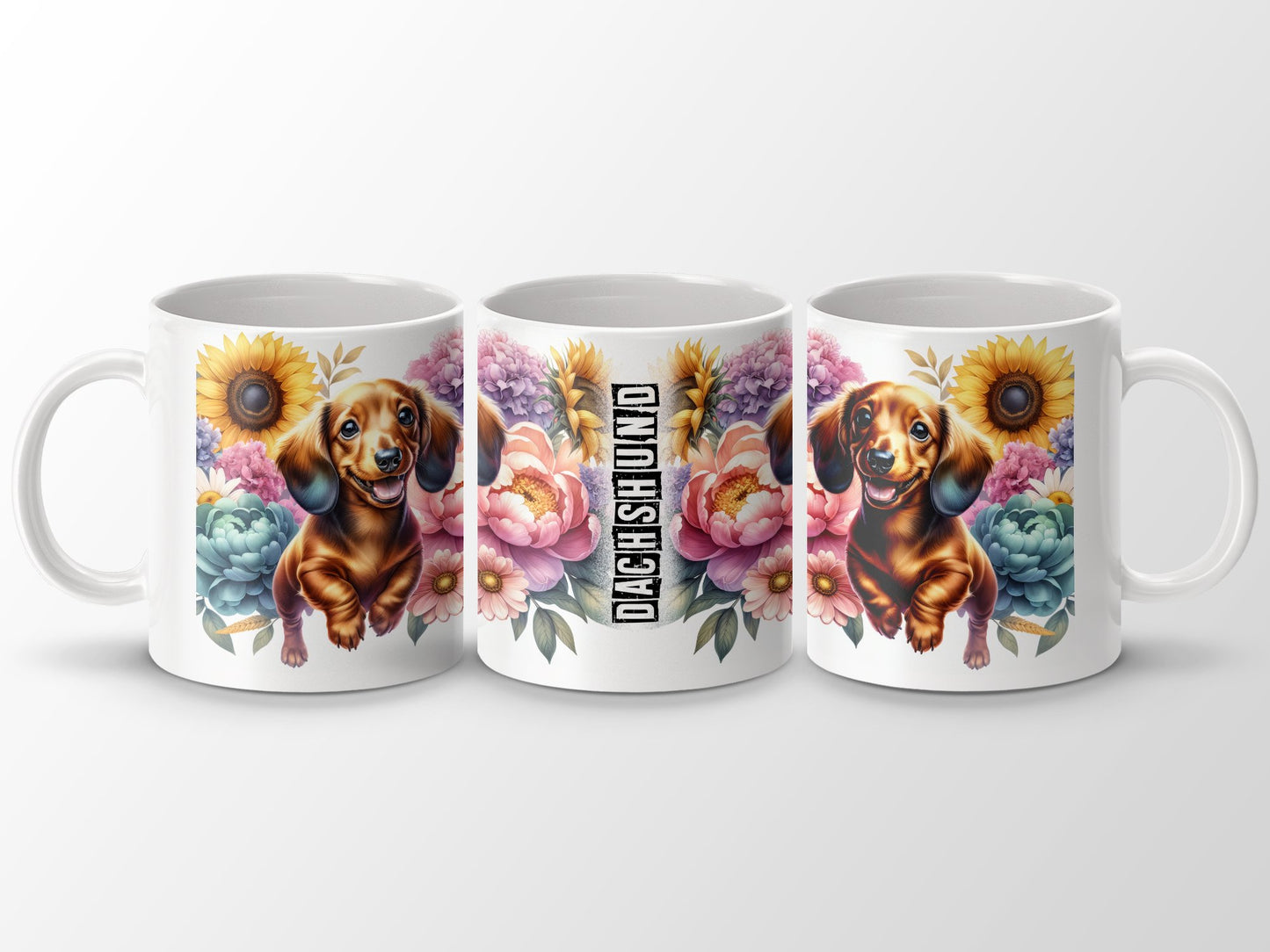 Dachshund Dog Floral Artwork Ceramic Mug product