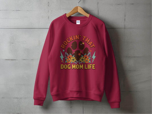 Rockin' That Dog Mom Life With Paw and Flowers Sweater - Design & Vybe