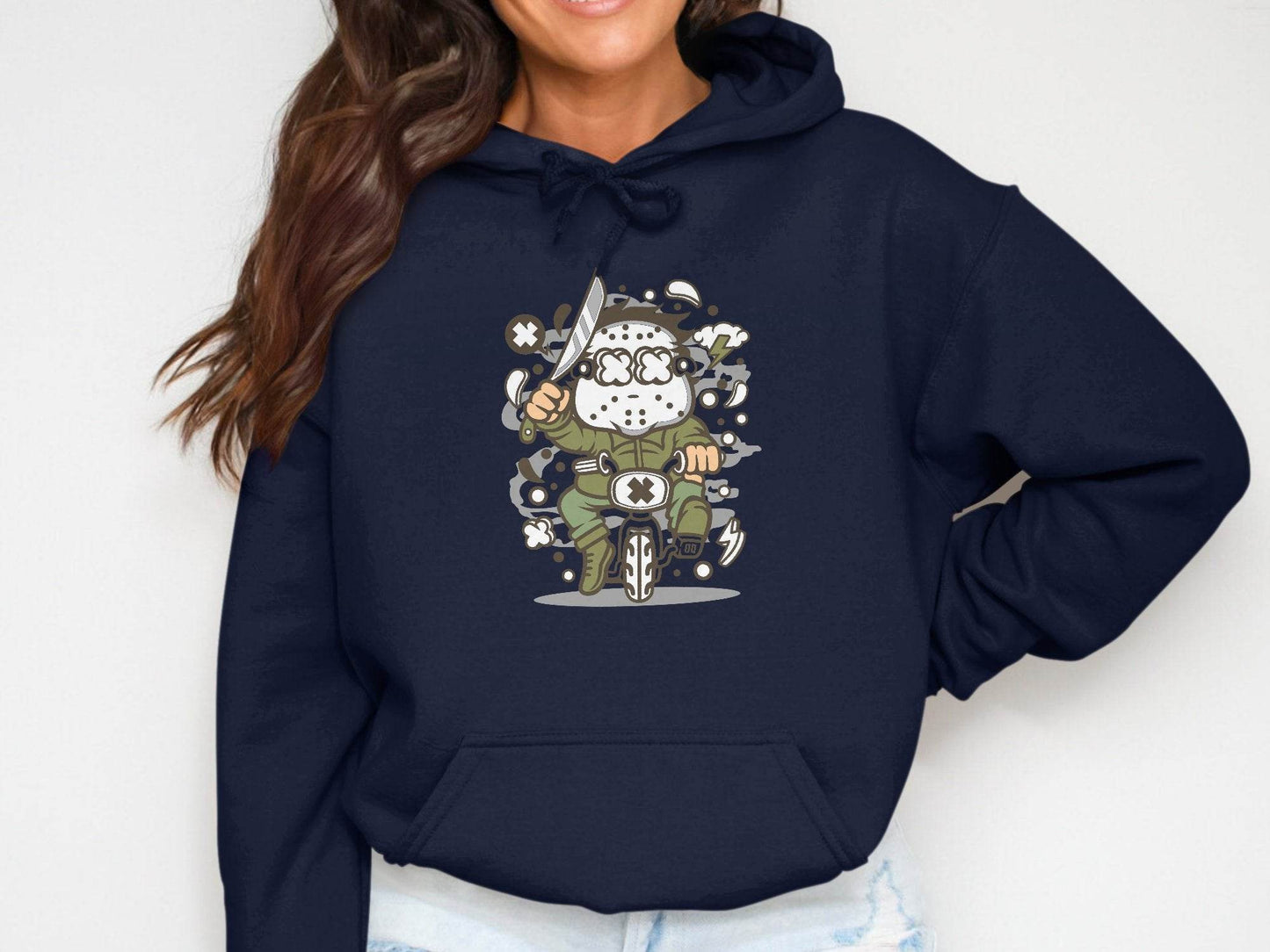 Cartoon Character on Tricycle Illustration Graphic Hoodie - Design & Vybe