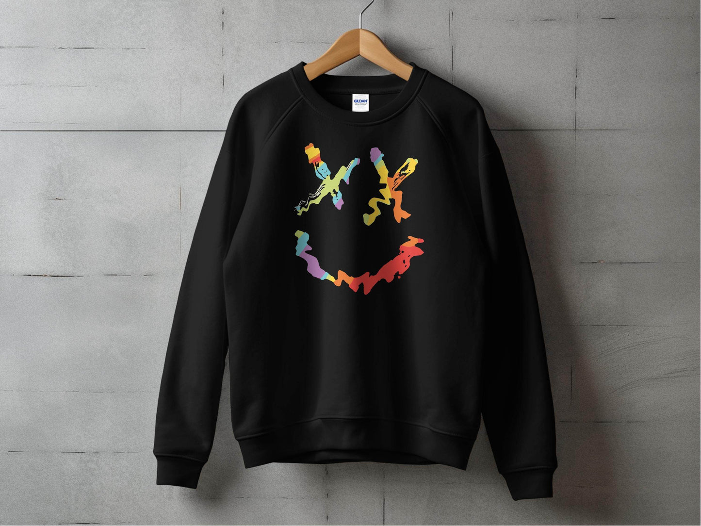 Unique Abstract Dead Smile Colorful Graphic Design Artwork Sweater - Design & Vybe