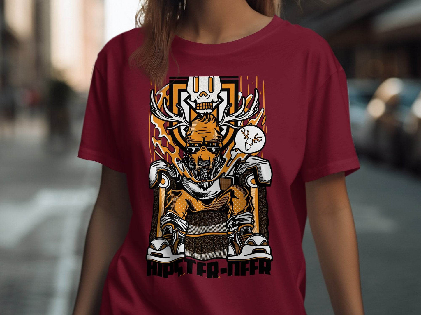 Hipster Deer Street Art Graphic Design For Casual T-Shirt - Design & Vybe