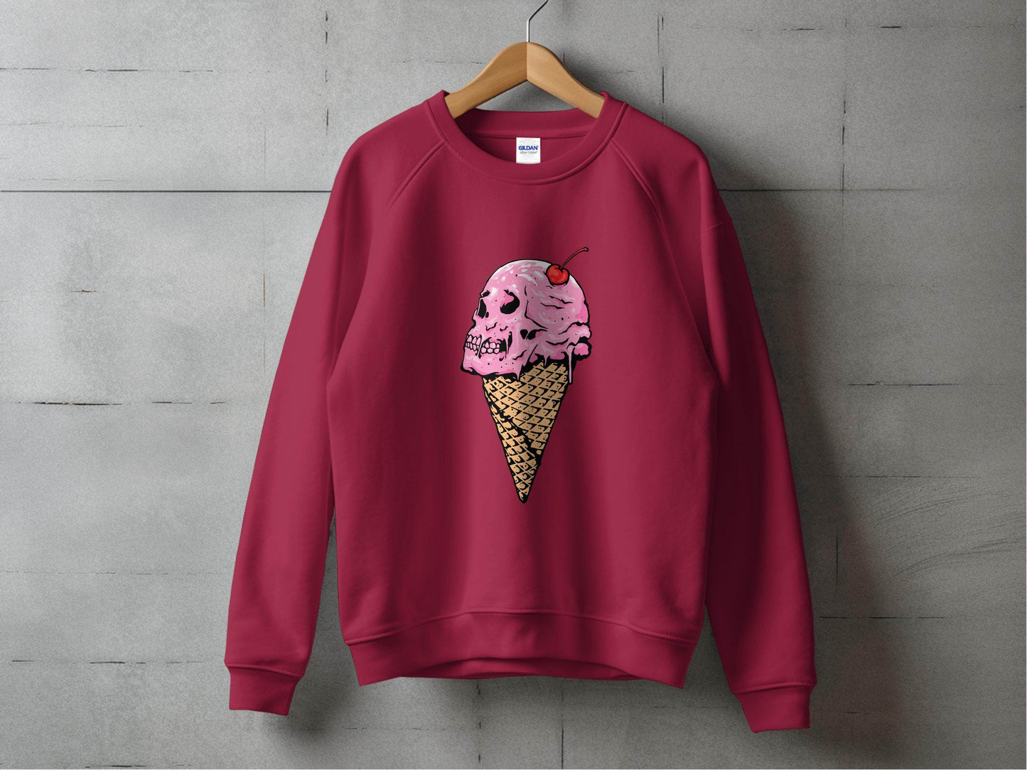 Ice Cream Skull Cone Graphic Illustration for Sweater - Design & Vybe