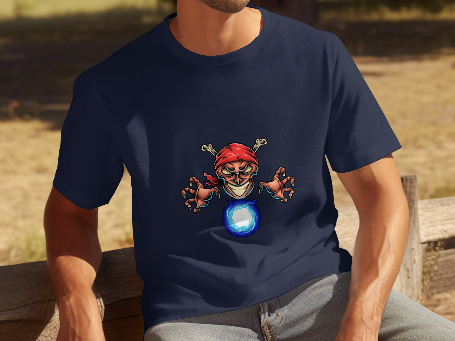 Enigmatic Hooded Figure with Glowing Orb T-shirt product type