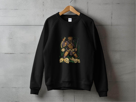 Alien Hunter Predator Weapon In Skulls Design Graphic Sweater - Design & Vybe