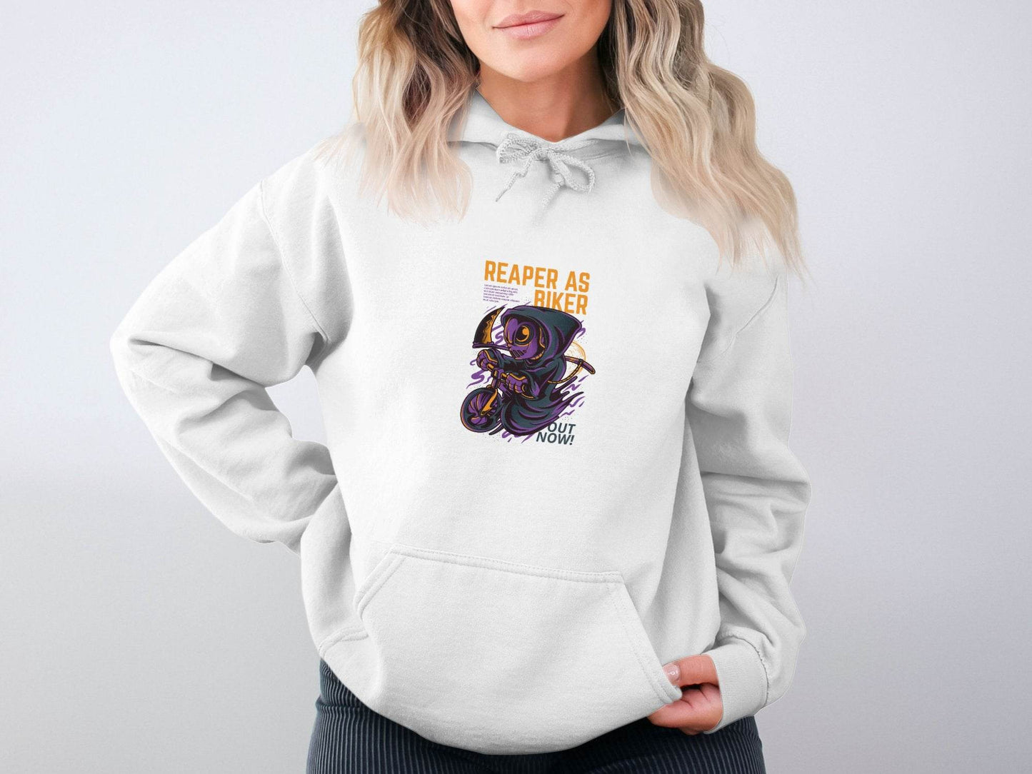 Reaper As Biker Death Riding Motorcycle Graphic Hoodie - Design & Vybe