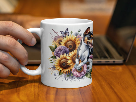 Sunflowers and Dog with Butterflies Mug product