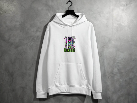 Skull Skateboards UBIK Text Design Artwork Hoodie - Design & Vybe