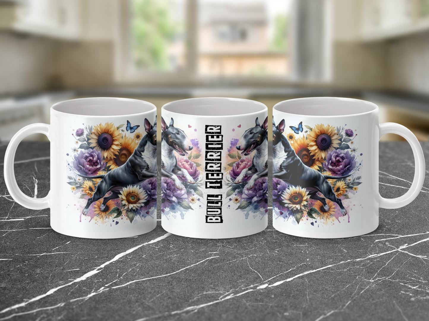 Bull Terrier Dog and Floral Design Mug product