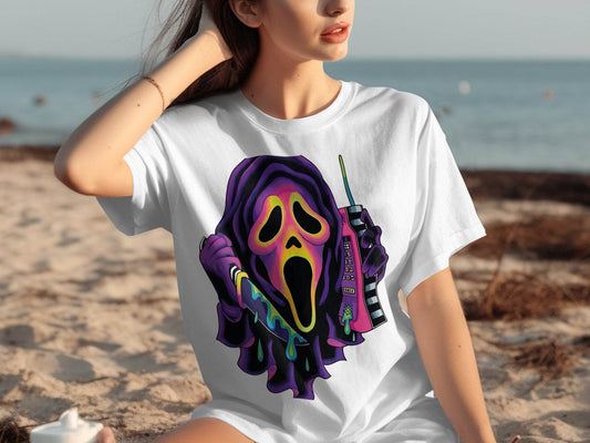 Colorful Horror Scream Mask Design T-Shirt - Design & Vybe