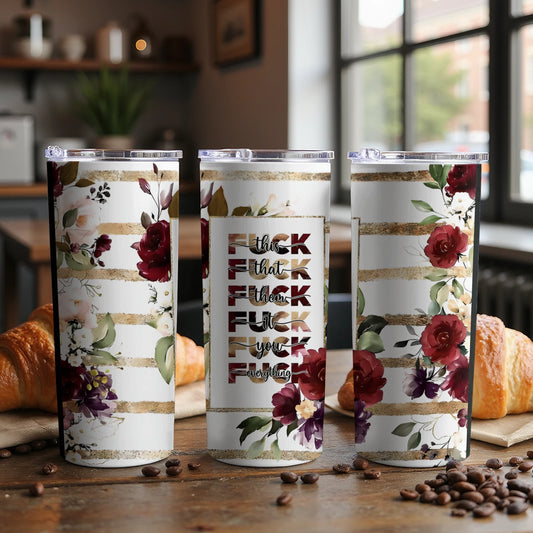 Floral Striped Custom Insulated Tumbler Drinkware product type