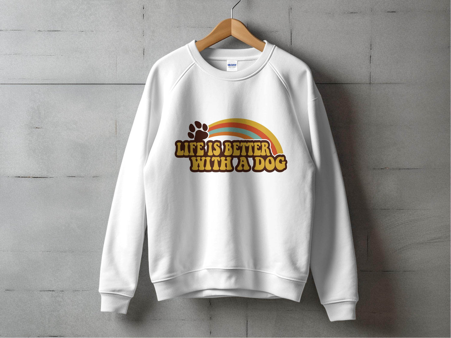 Life is Better With a Dog Colorful Text Rainbow Sweater - Design & Vybe