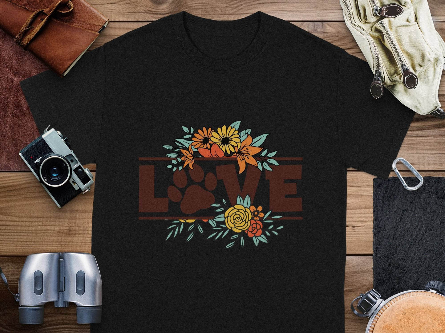 Floral Love Paw Print Design Graphic Flower Design T-Shirt - Design & Vybe