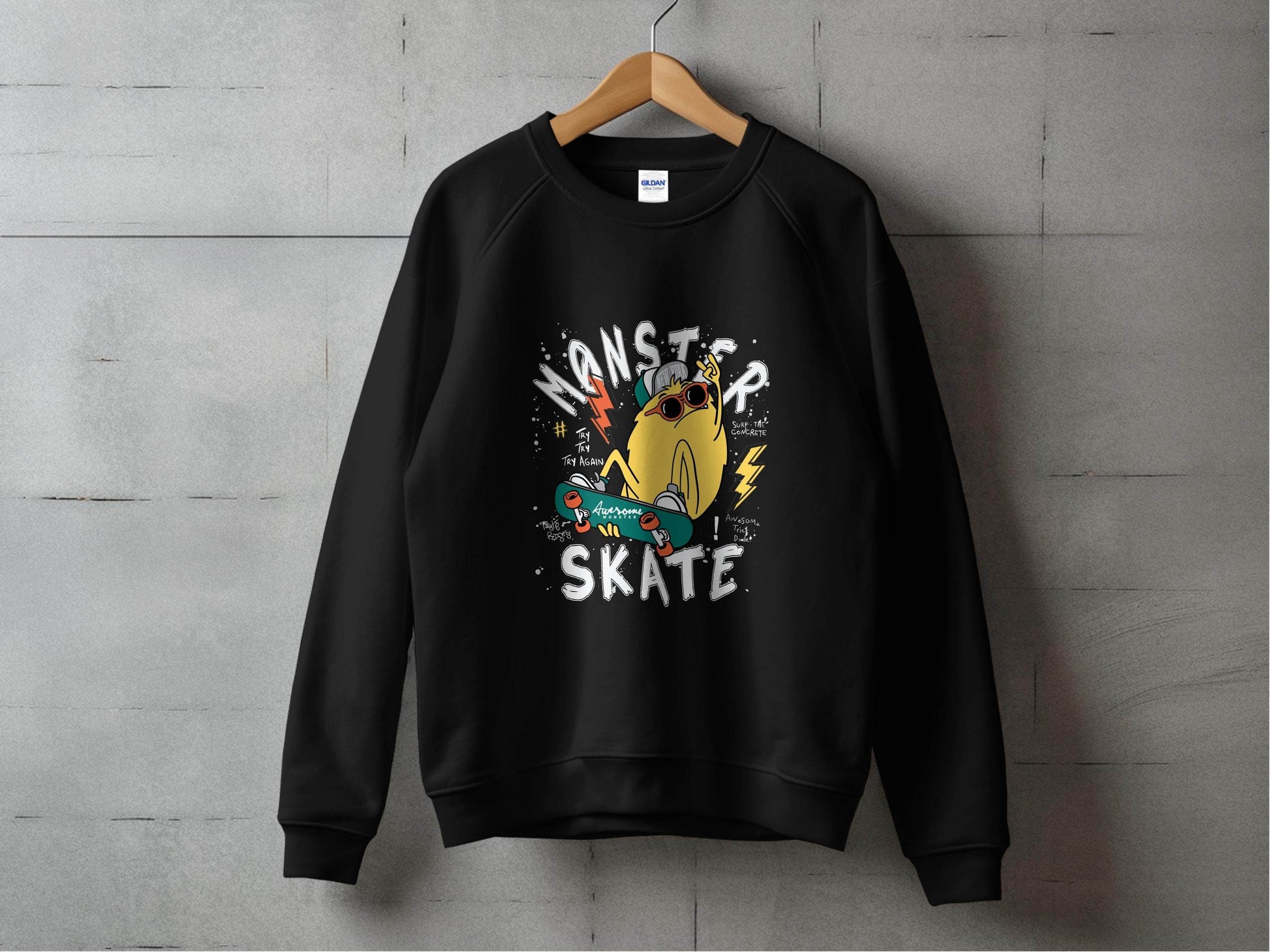 Fun Skateboarding Graphic Monster Cool Sweater - Design & Vybe