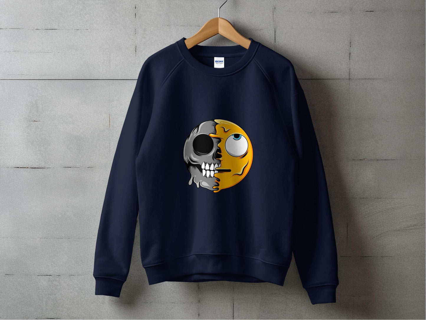 Half Skull Half Emoji Artistic Pattern Novelty Sweater - Design & Vybe