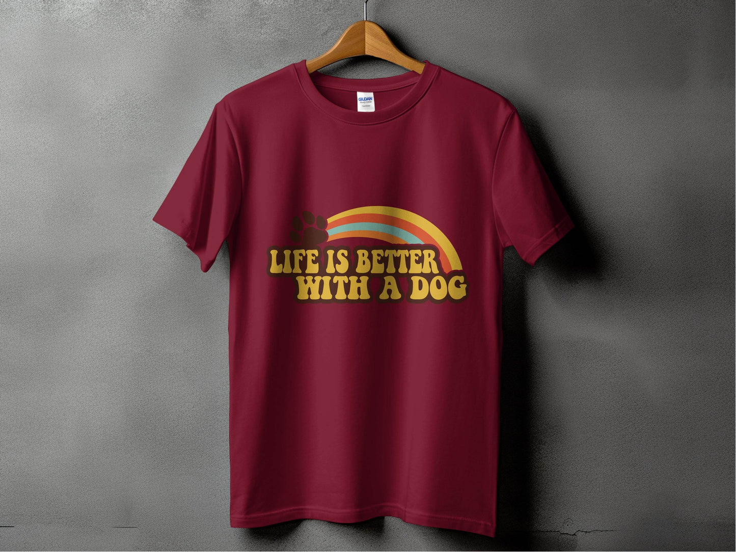 Life is Better With a Dog Colorful Text Rainbow T-Shirt - Design & Vybe