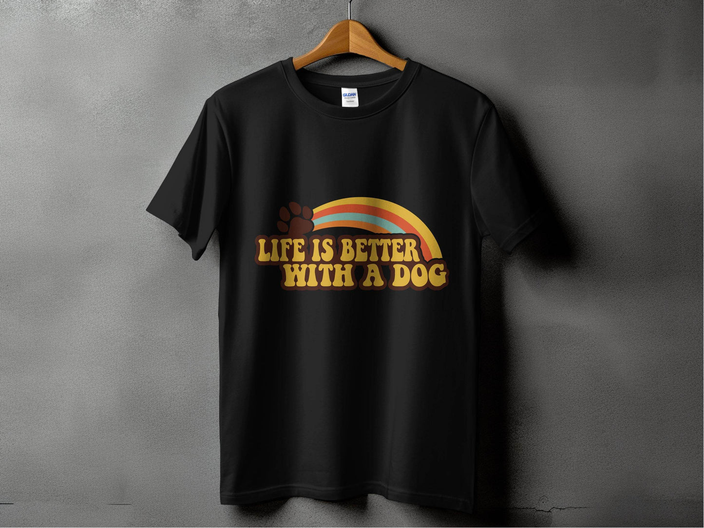 Life is Better With a Dog Colorful Text Rainbow T-Shirt - Design & Vybe