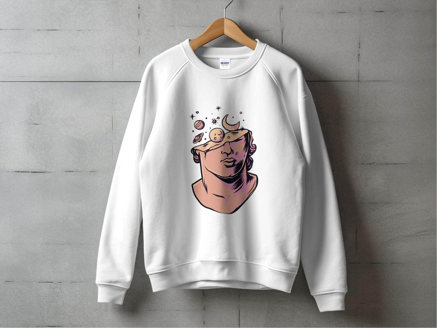 Head in the Space Planets and Moon Graphic Art Sweater - Design & Vybe