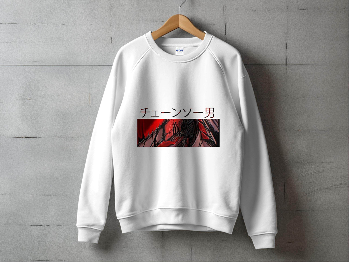Chainsaw Man Japanese Text Red and Black Design Sweater - Design & Vybe