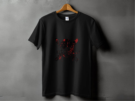 Pirate Symbol with Bloody Swords Skull Artistic Design T-Shirt - Design & Vybe
