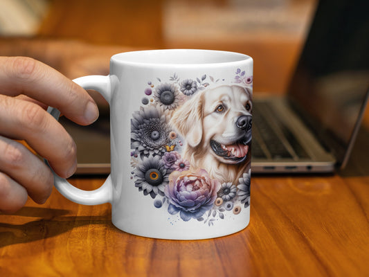 Golden Retriever Dog Floral Design Coffee Mug product