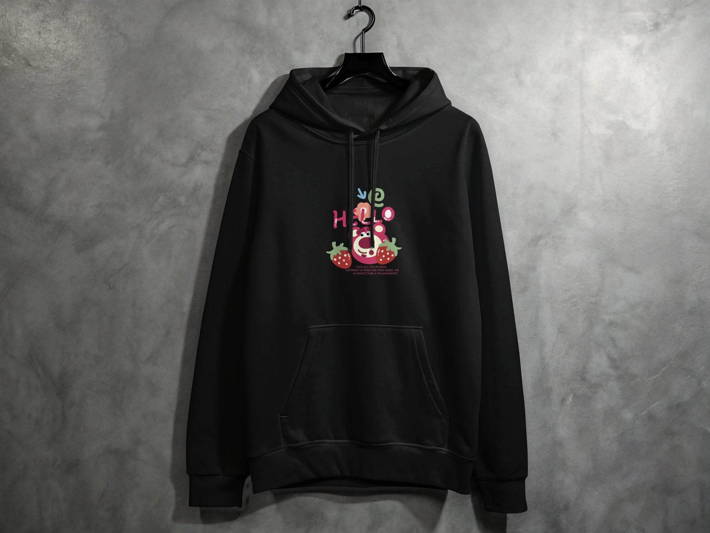 Hello Graphics With Strawberry Images Design Hoodie - Design & Vybe